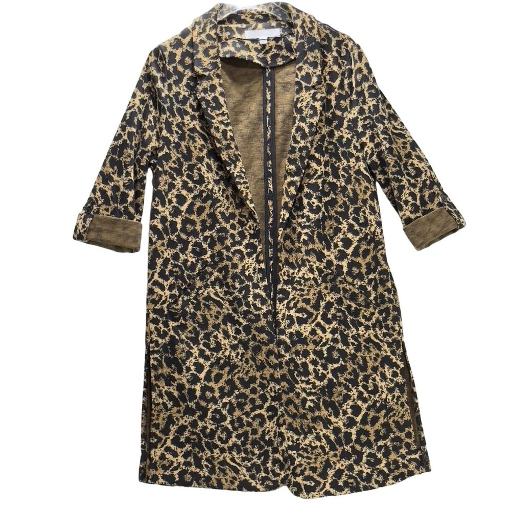 ADYSON PARKER Women's Open Front Cardigan Cheetah Print cuff sleeves Size S - Picture 11 of 14